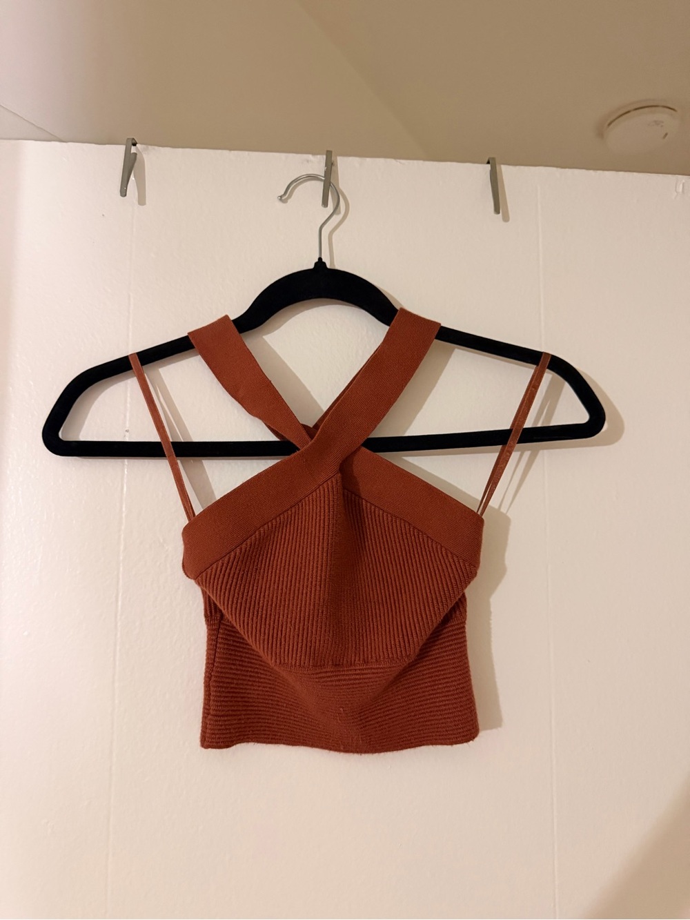 Abercrombie Women's Rust Cross-Front Knit Crop Top